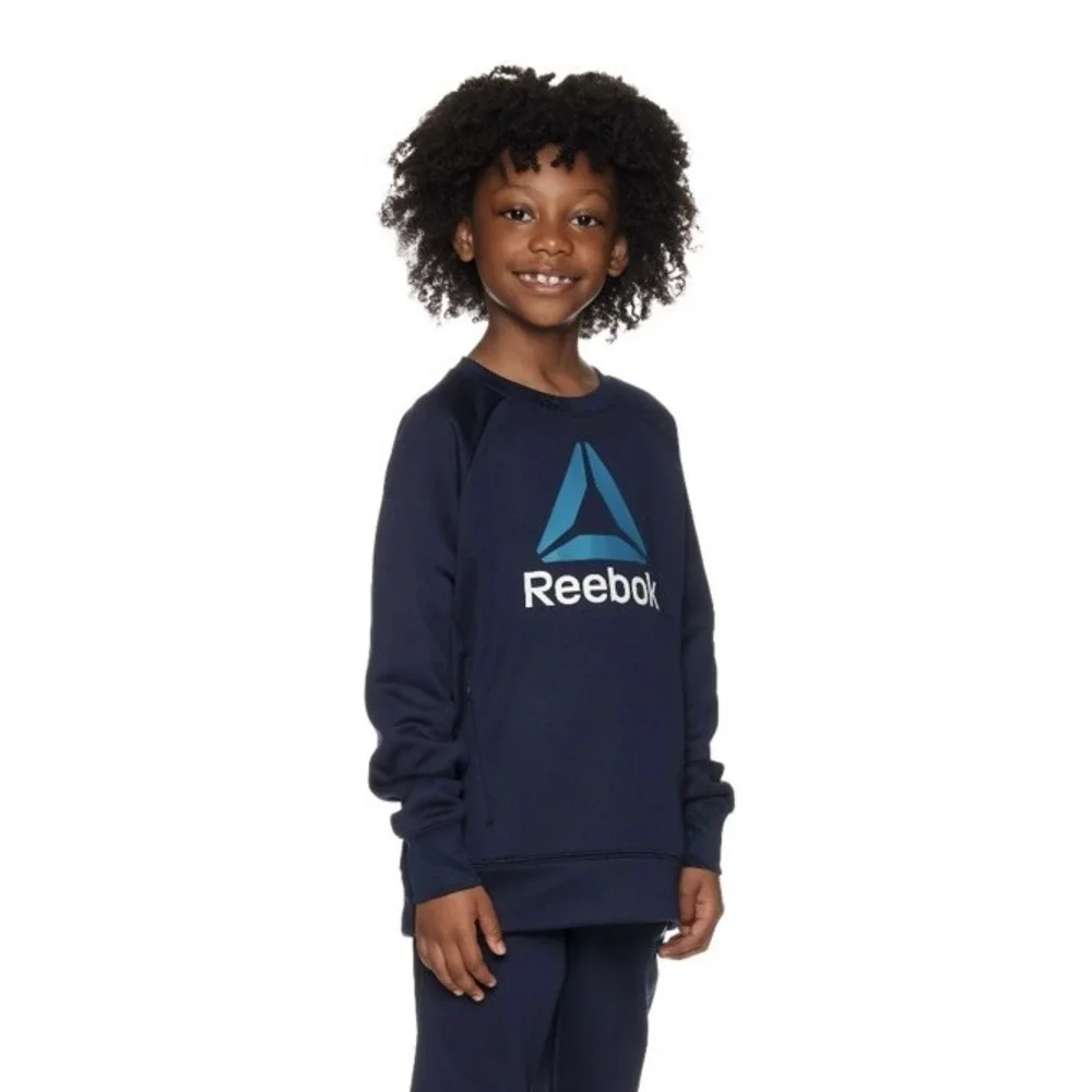 Reebok Boys Navy Blue Fleece Crewneck Sweatshirt Size Small (6-7) NWT